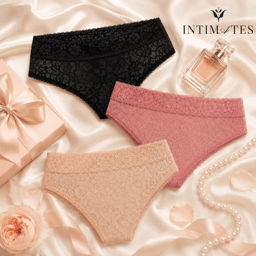 3-Pack Lace Floral Bikini