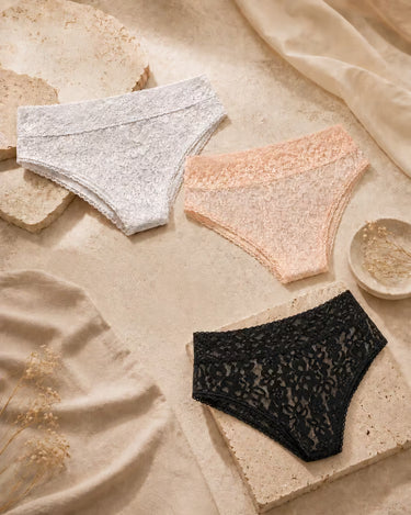 3-Pack Lace Floral Bikini