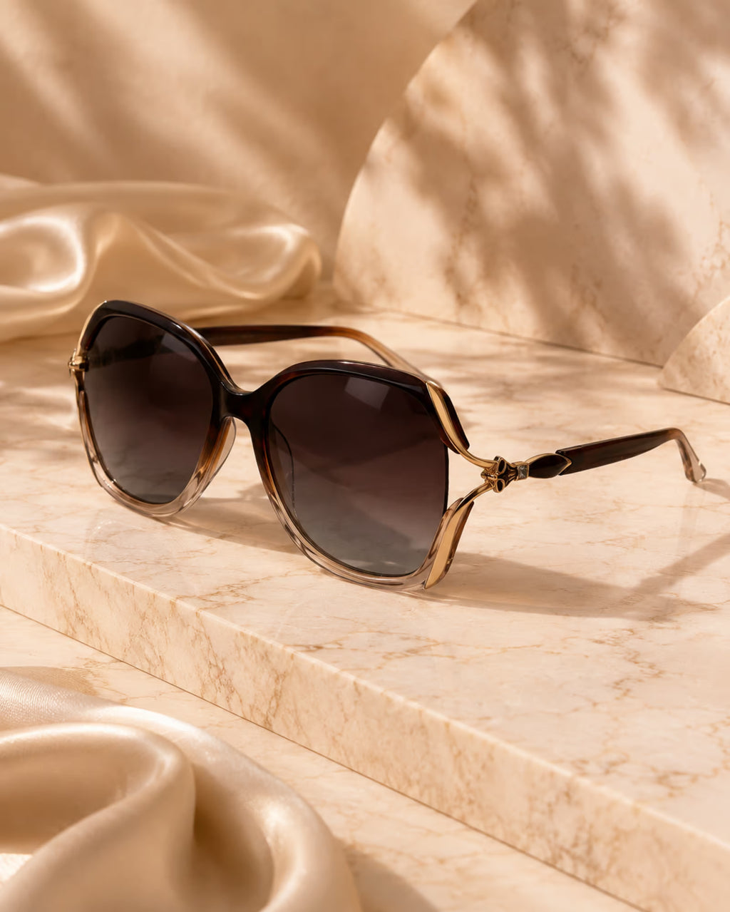 Detailed view of Aura sunglasses frame