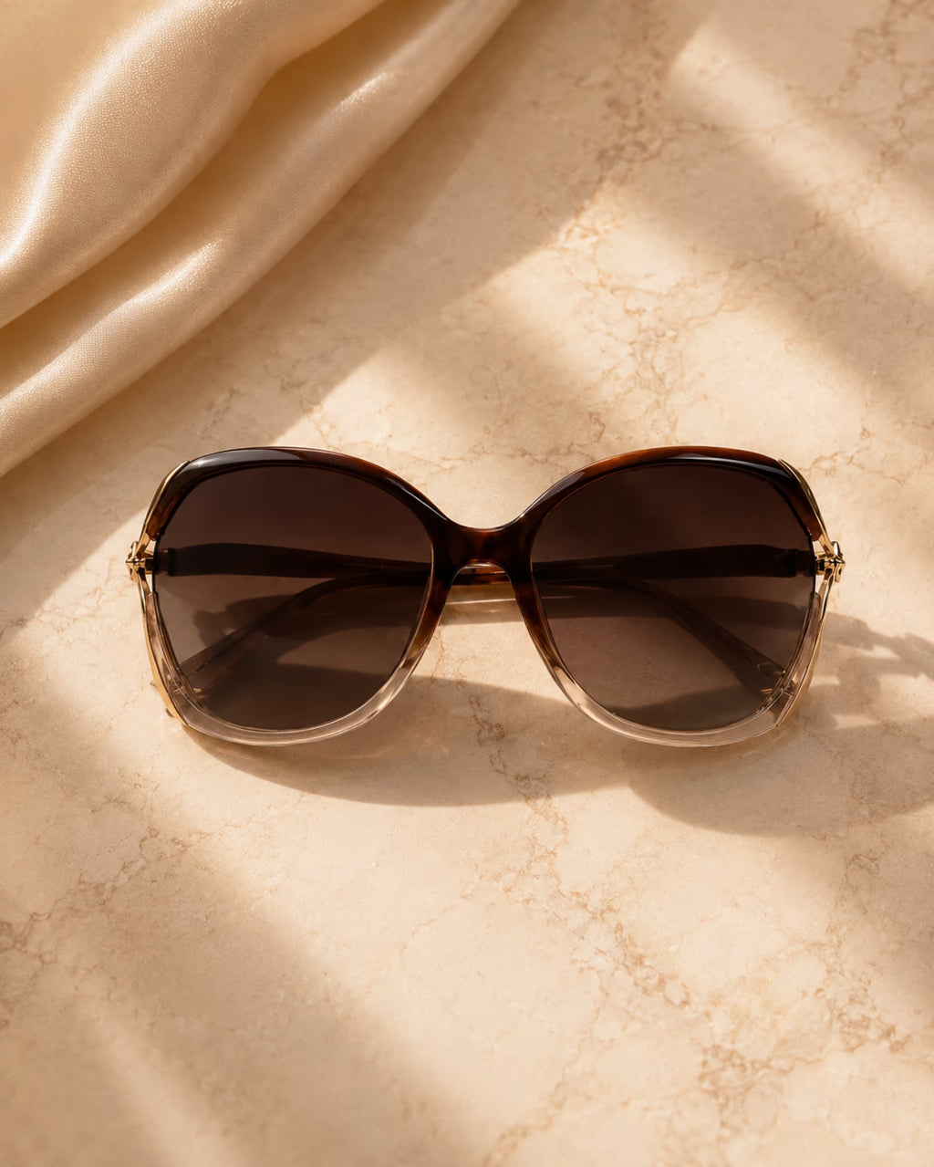 Detailed view of Aura sunglasses frame