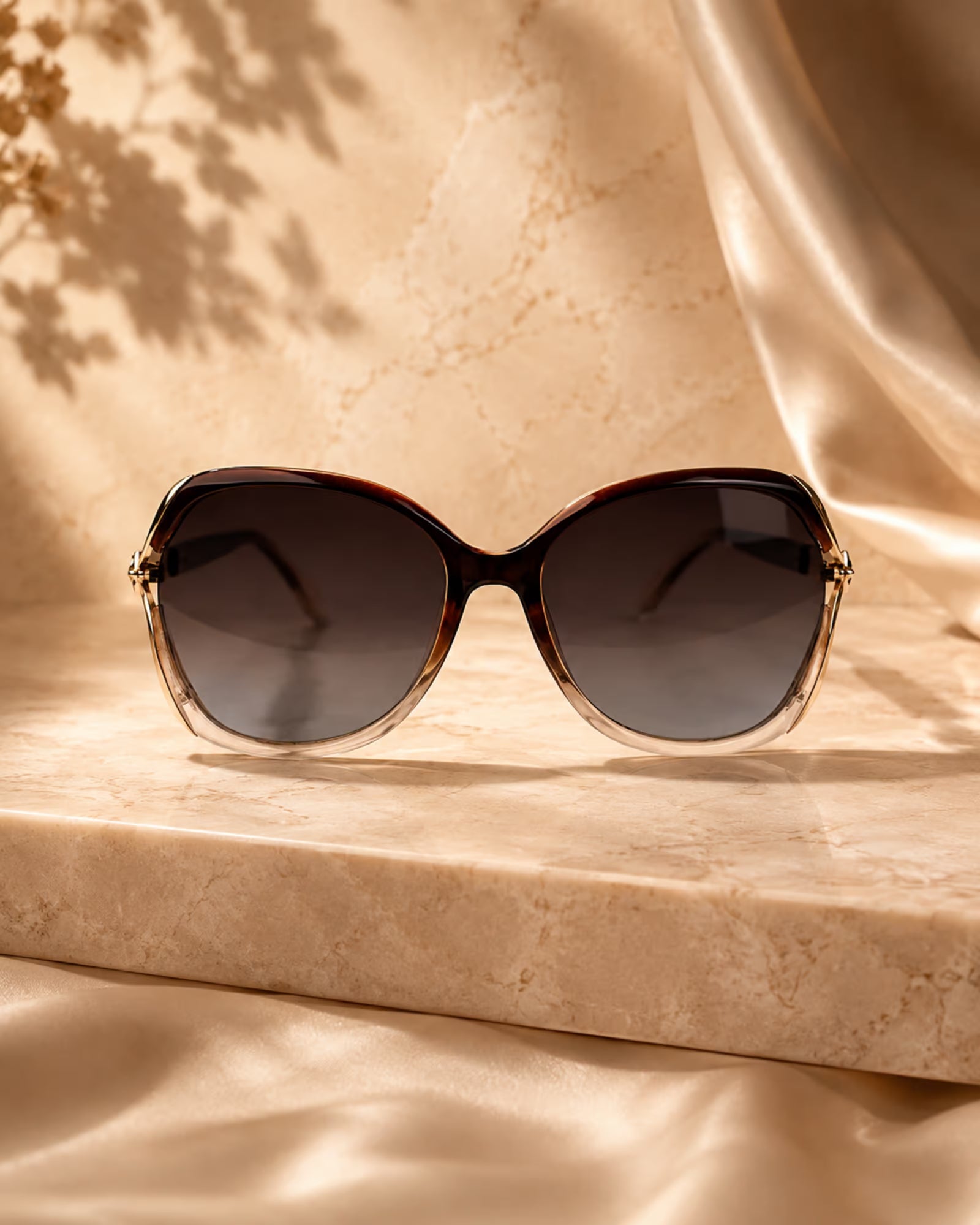 Detailed view of Aura sunglasses frame