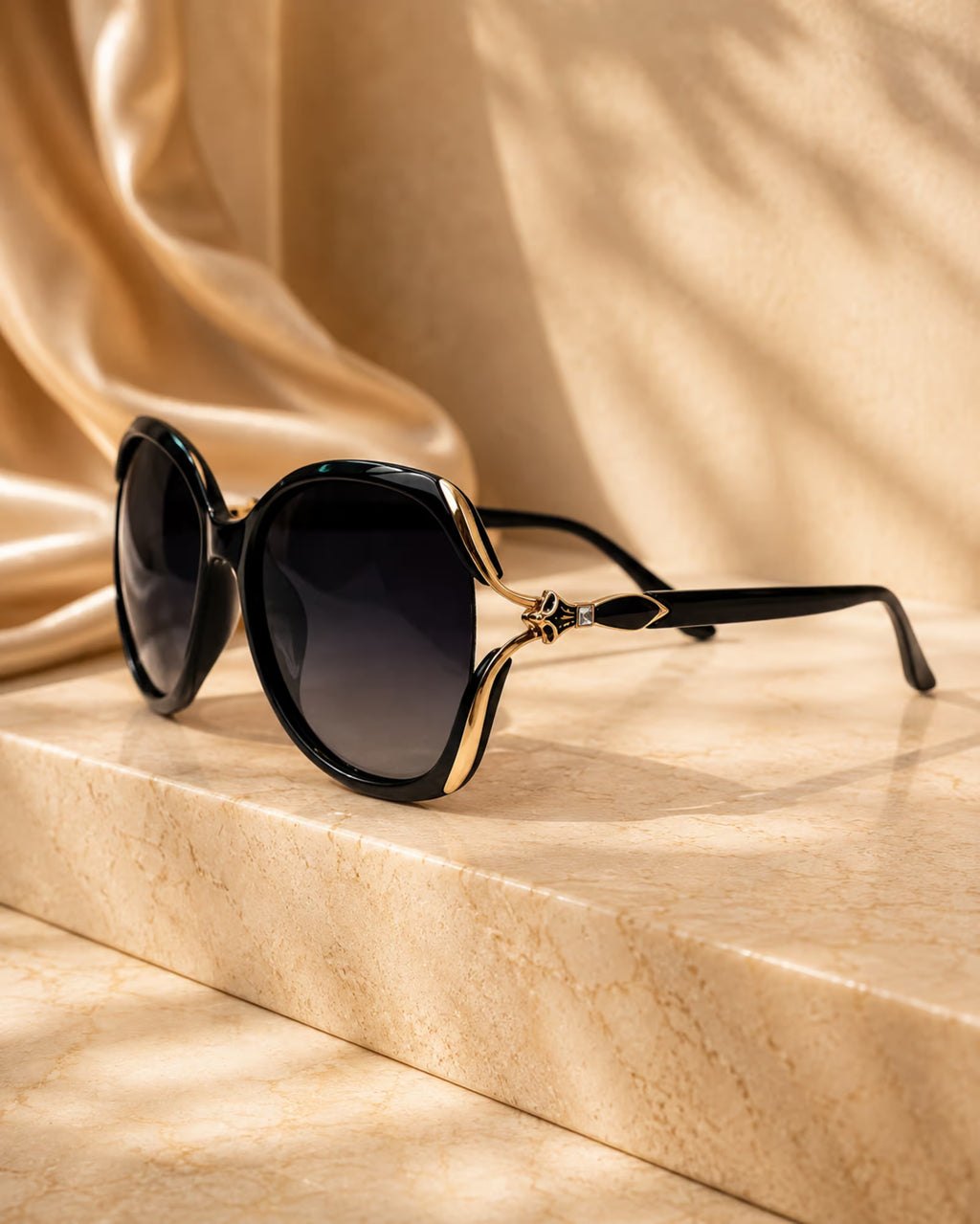 Detailed view of Aura sunglasses frame