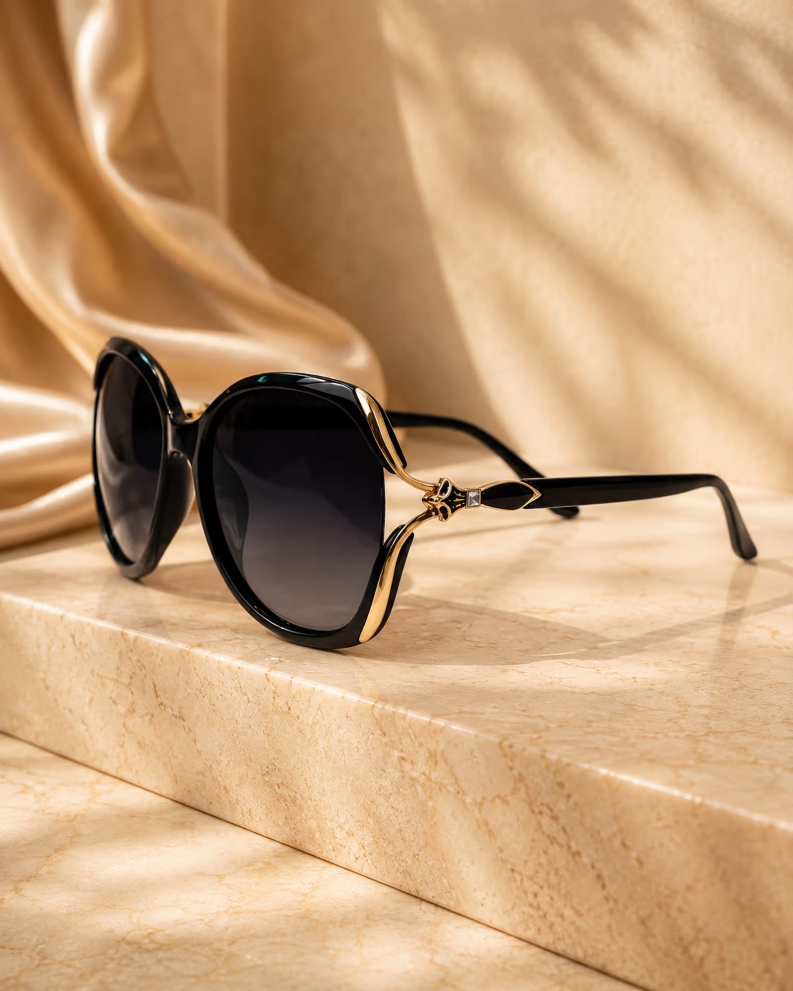 Detailed view of Aura sunglasses frame