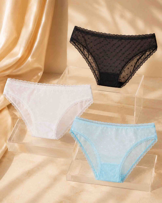 3-Pack Lace Dots Bikini